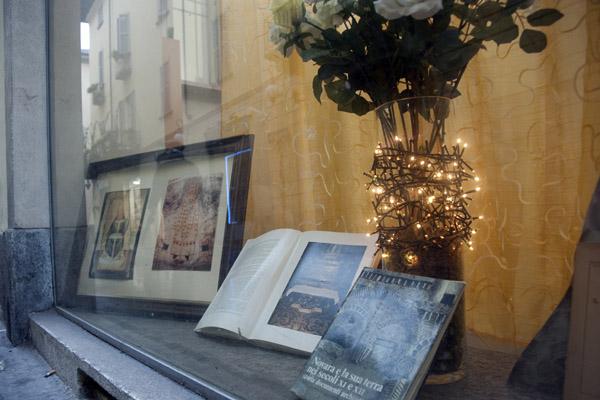 Le vetrine della biblioteca ragazzi allestite per S. Gaudenzio