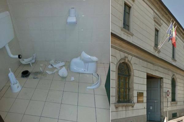 Viale Manzoni: vandali in azione. Distrutti i bagni al servizio degli utenti degli uffici comunali