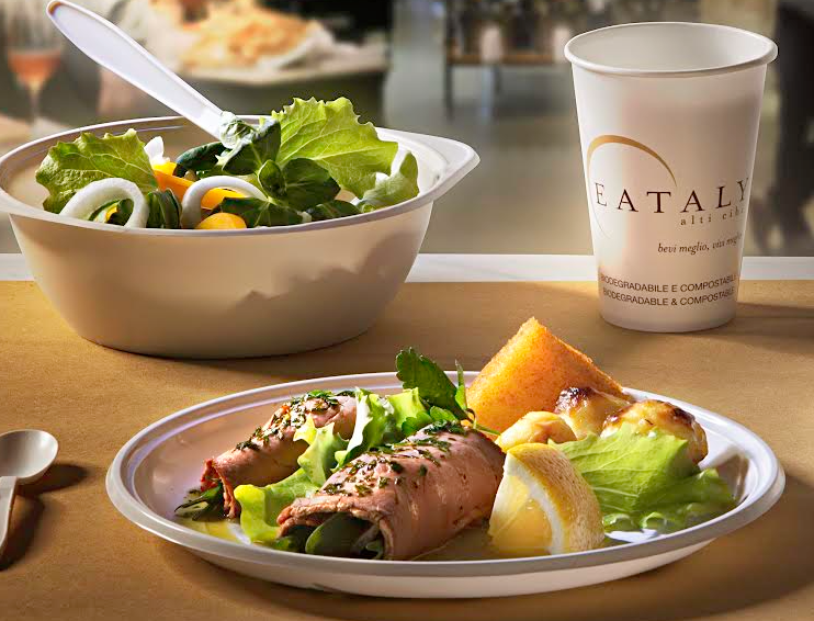 Solo stoviglie usa e getta in Mater-Bi di Novamont nei ristoranti Eataly di Expo 2015
