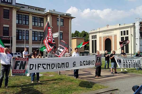 Presidio di Forza Nuova a S. Agabio dopo il divieto al corteo di qualche settimana fa