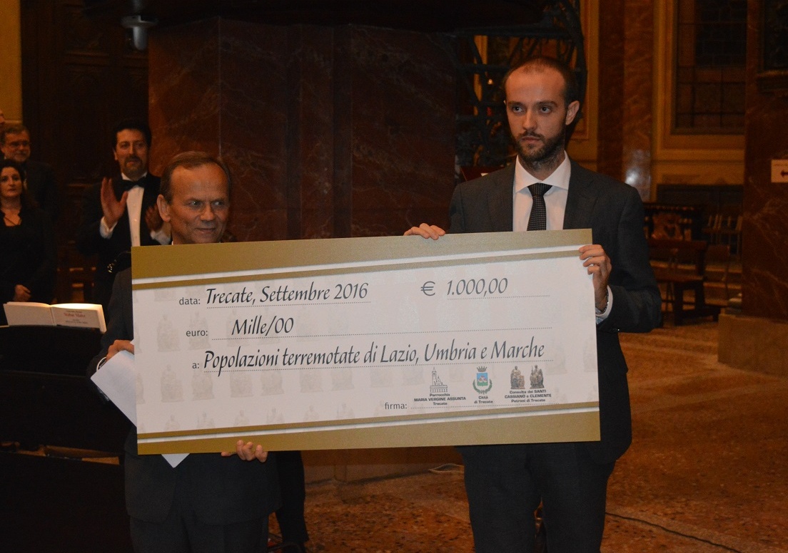 Il premio Santi Cassiano e Clemente a Trecate donato ai terremotati