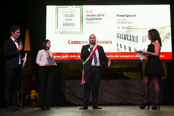 Premio Italian Sport Award 2016 al Comune di Novara