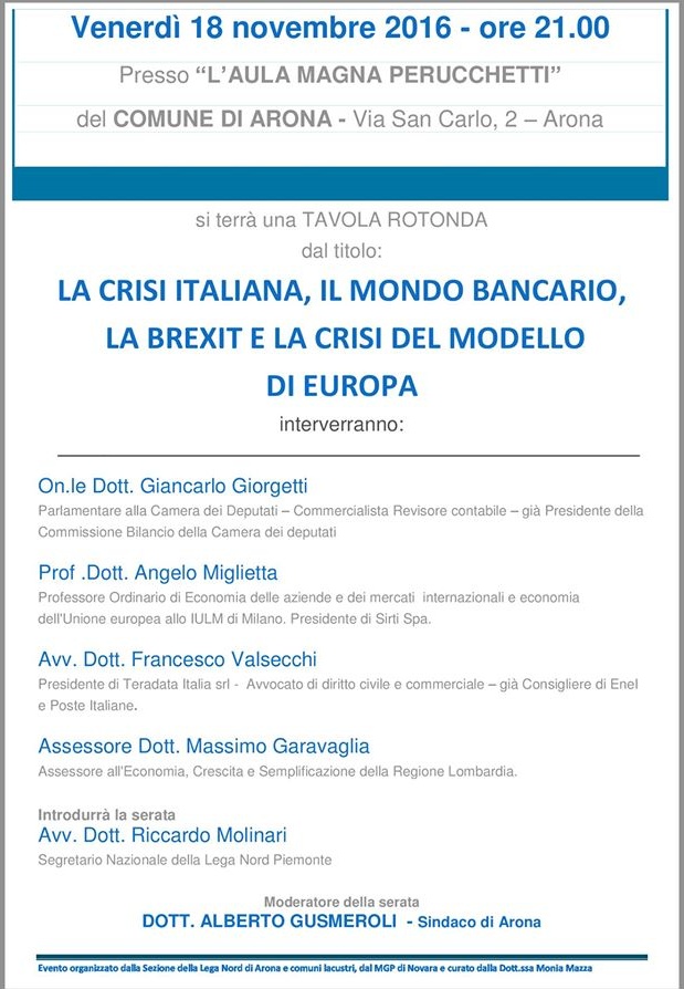 Incontro sulla crisi nell’aula magna del comune di Arona