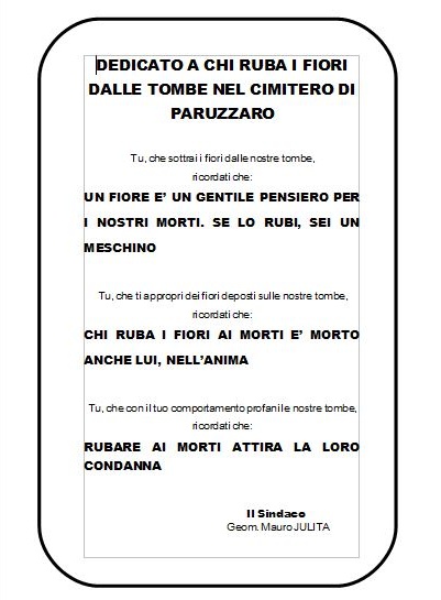 Cimitero di Paruzzaro: ladri di fiori scatenati