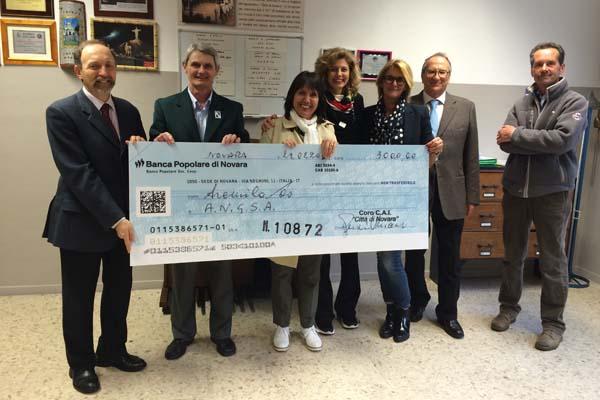 3mila euro dal Coro Cai Città di Novara per Angsa Novara-Vercelli onlus