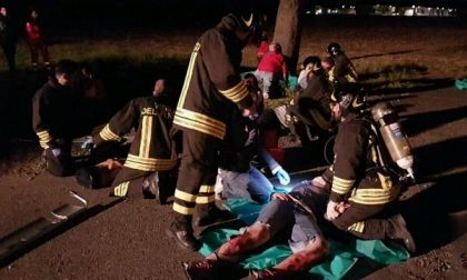Un pullman va a fuoco... Esercitazione di Croce Rossa e Vigili del fuoco
