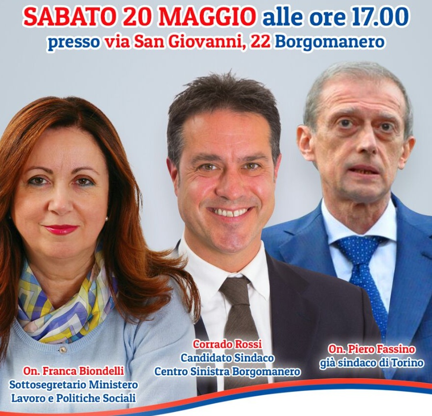 Borgomanero: per la campagna elettorale arriva Piero Fassino