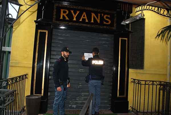 Sospensione della licenza e chiusura per 30 giorni per il Ryan’s