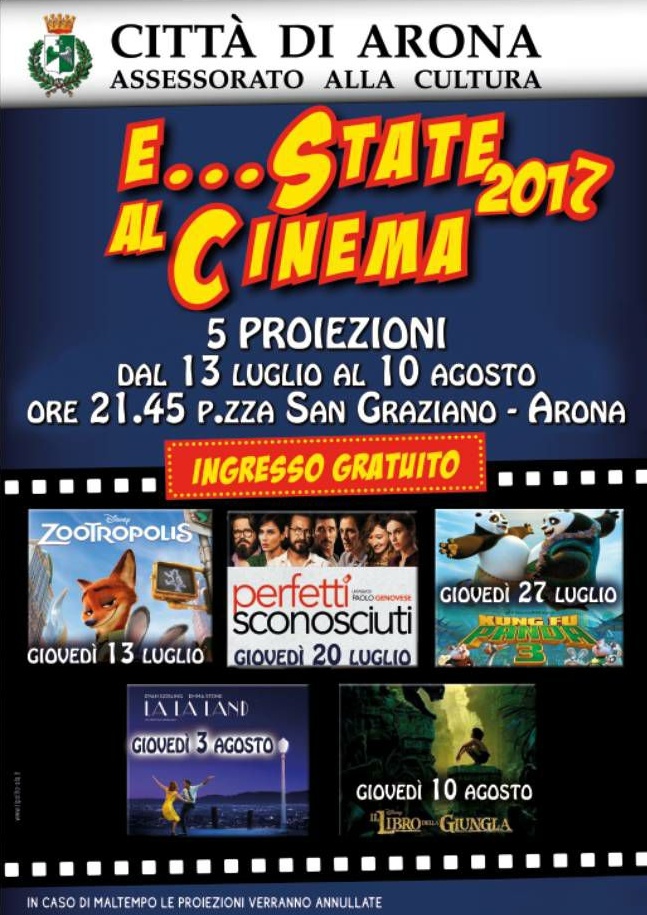 Arona: torna il cinema all’aperto in piazza