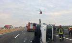 Furgone ribaltato in autostrada, un ferito in codice giallo