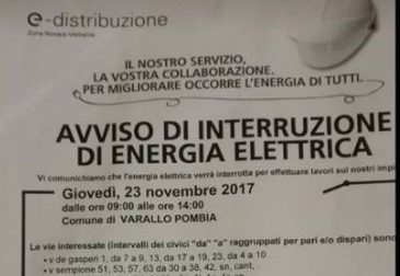 Interruzione energia in alcune vie di Varallo Pombia
