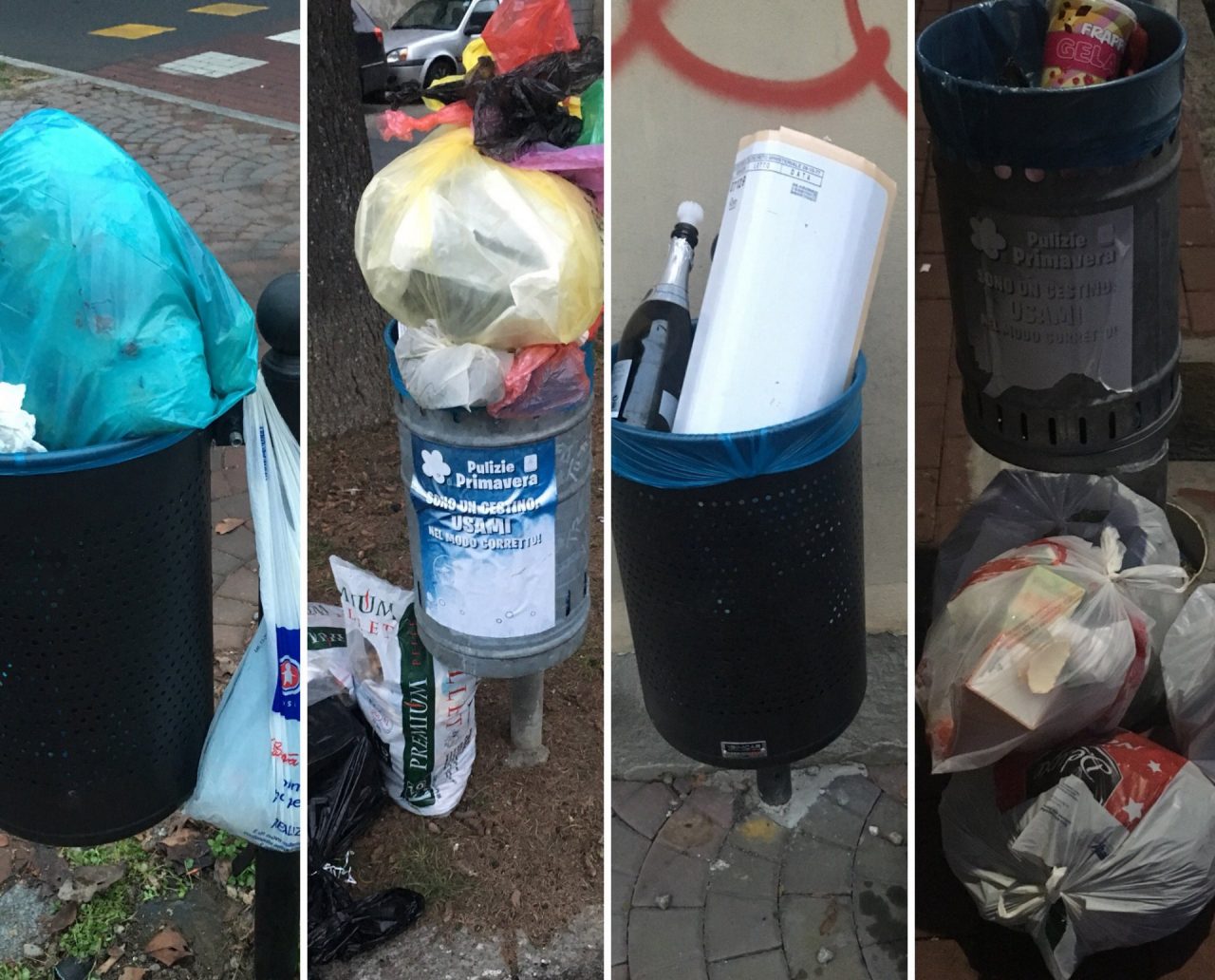 Inciviltà bidoncini come piccole discariche a cielo aperto