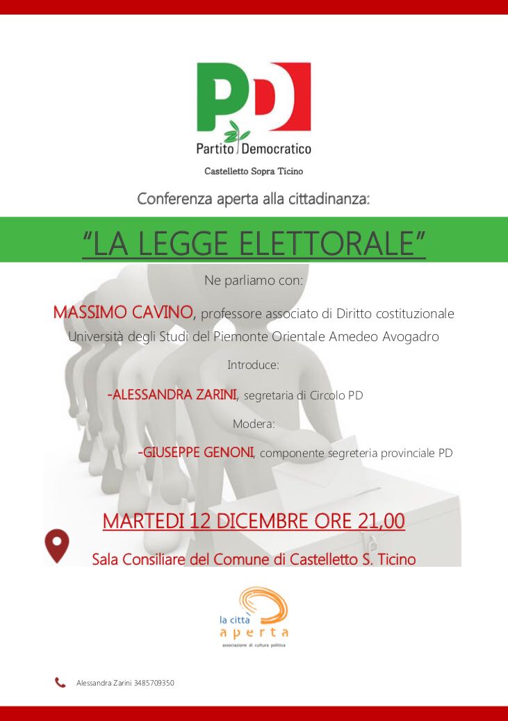 Legge elettorale: stasera un incontro in sala consiliare