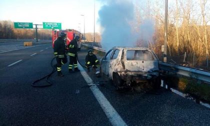 Auto prende fuoco in A26, illeso il conducente