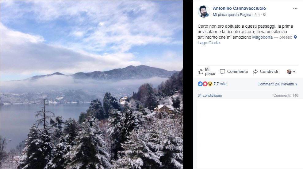 Antonino Cannavacciuolo dedica d’amore per il suo lago