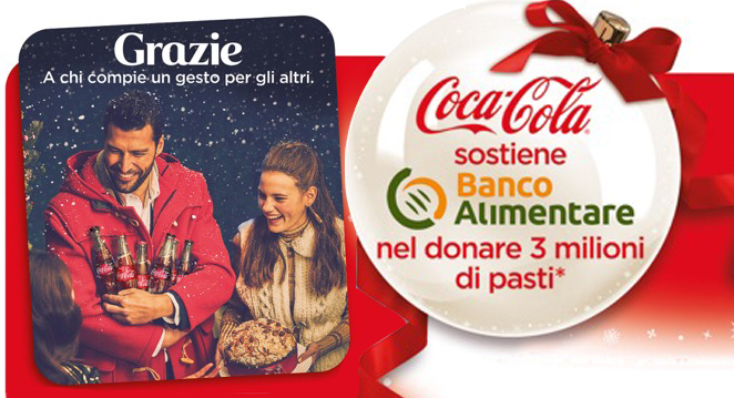 Coca Cola e Banco alimentare donano 3 milioni di pasti per Natale