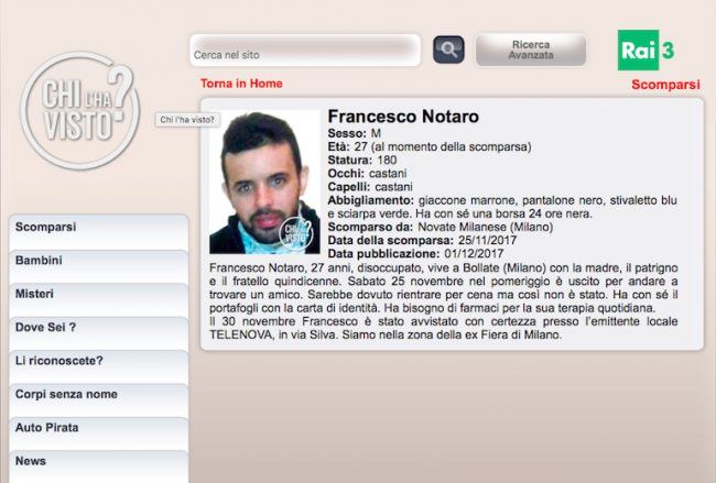 Scomparso ragazzo di Bollate