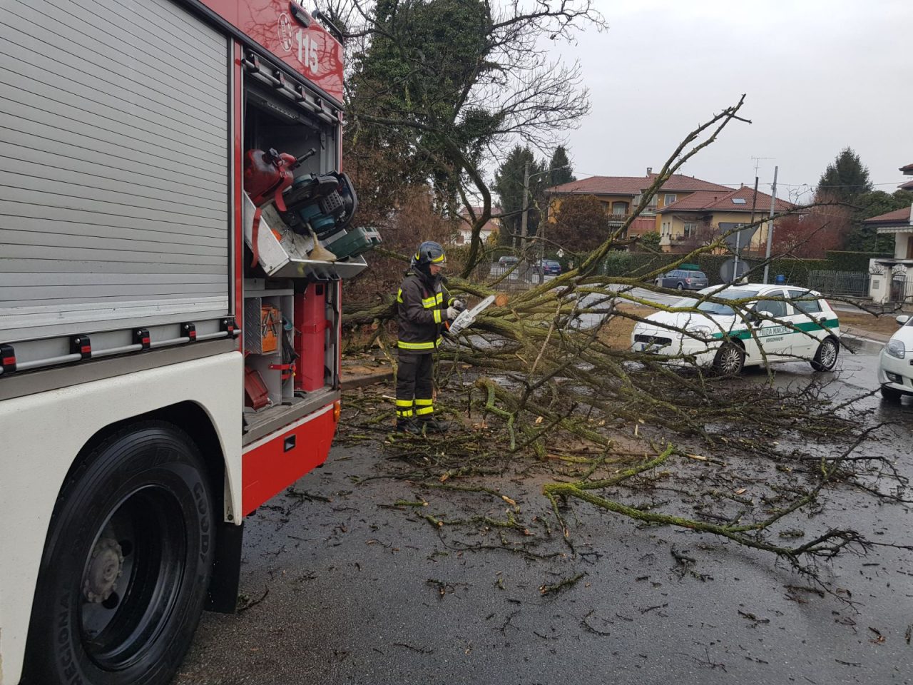 Borgomanero: traffico bloccato per la caduta di un albero