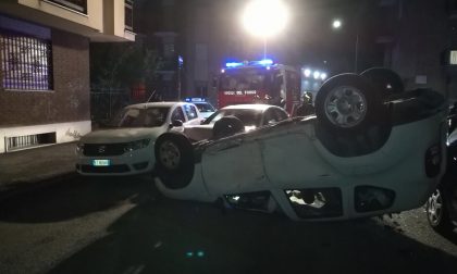 Auto ribaltata in via Boggiani