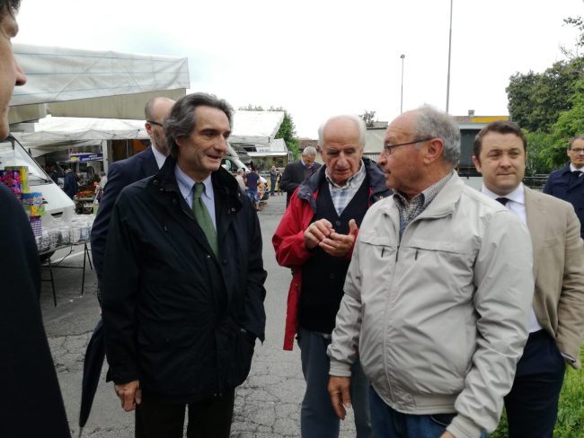Il governatore della Lombardia Attilio Fontana in visita a Merate FOTO E VIDEO