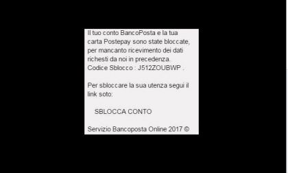 Messaggio sblocca conto Bancoposta: è una truffa