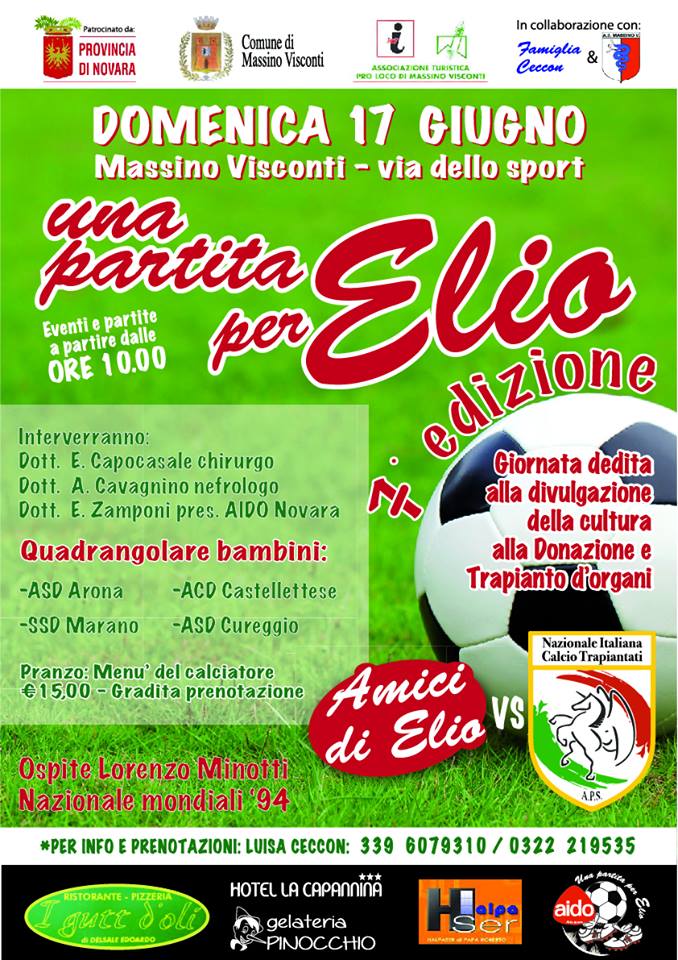 Partita benefica a Massino: torna l’evento in ricordo di Elio Ceccon