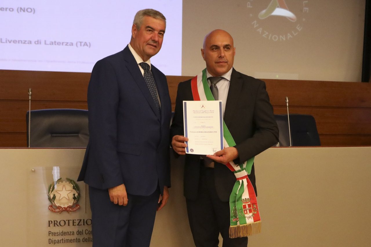 Protezione civile, il Comune di Borgomanero premiato a Roma