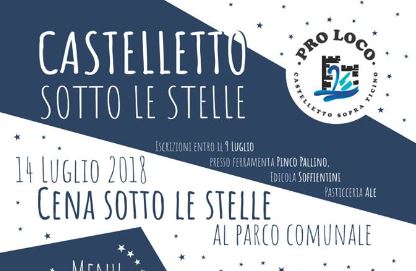 Ultimo giorno per le iscrizioni alla cena sotto le stelle di Castelletto