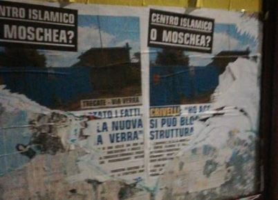 A Trecate vandalizzati i manifesti di Crivelli sul centro islamico