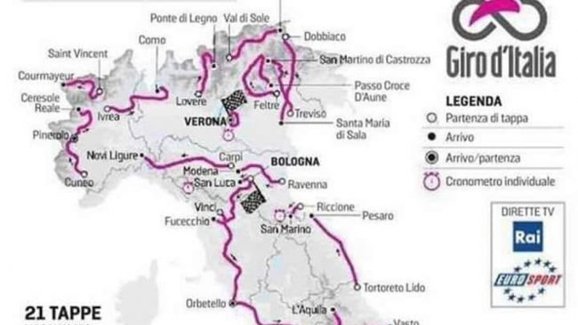 Giro d’Italia 2019: ecco le possibili tappe