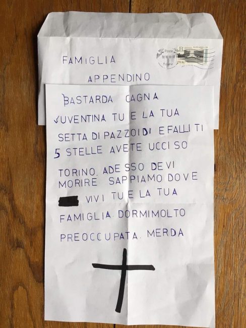 Sindaco Appendino minacciata di morte: ecco la lettera