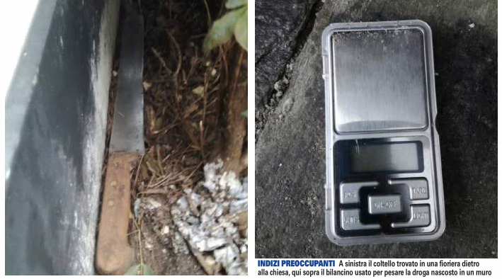 Coltello e bilancino pesa-droga nascosti vicino alla chiesa