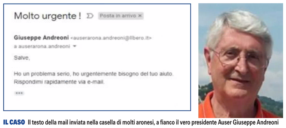 Mail truffa: qualcuno che si spaccia per il presidente Auser