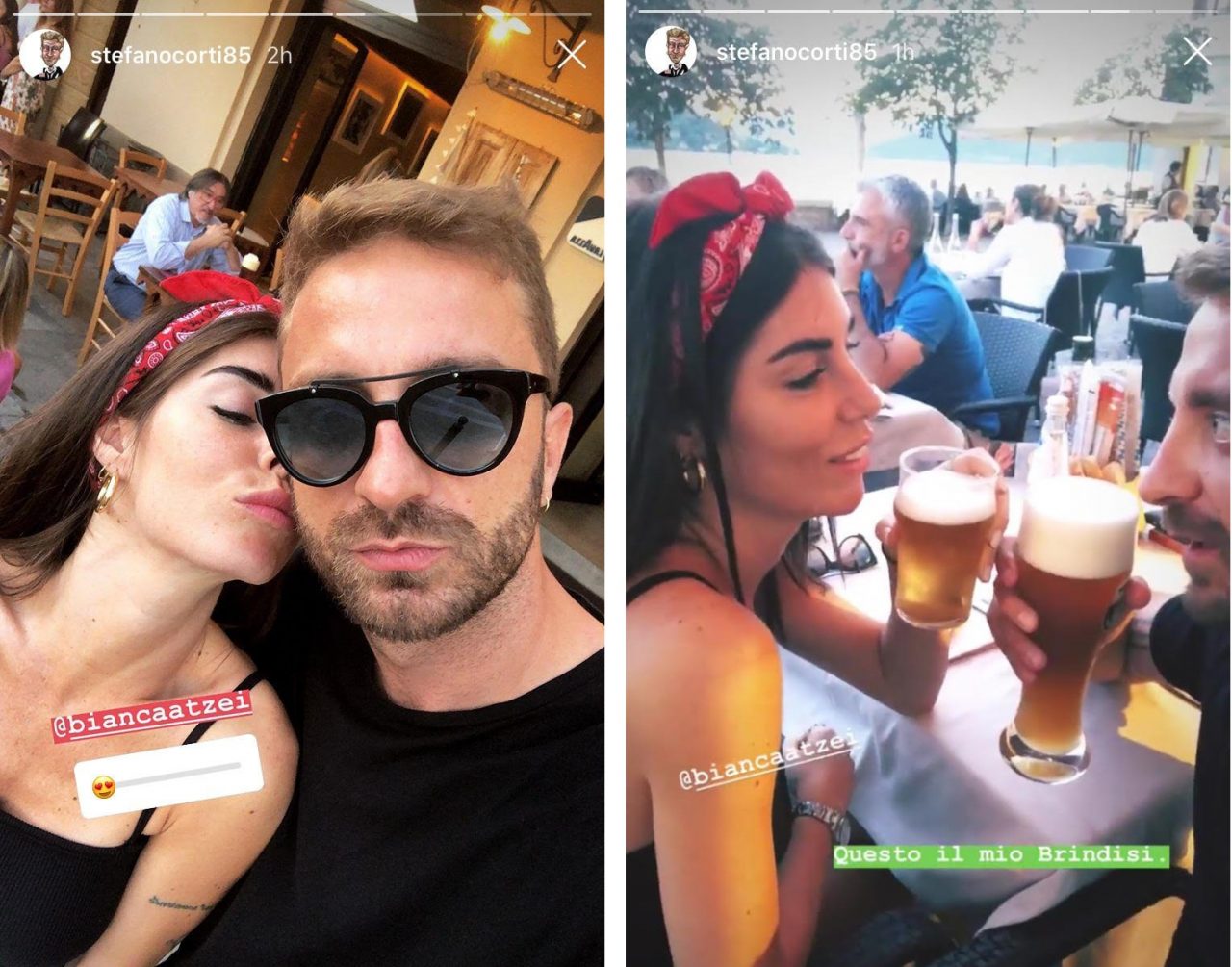 La Iena aronese Stefano Corti a passeggio in città con la fidanzata Bianca Atzei