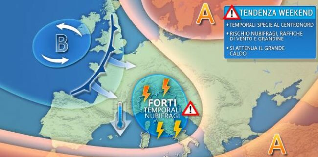 Nel weekend arrivano forti temporali e grandinate