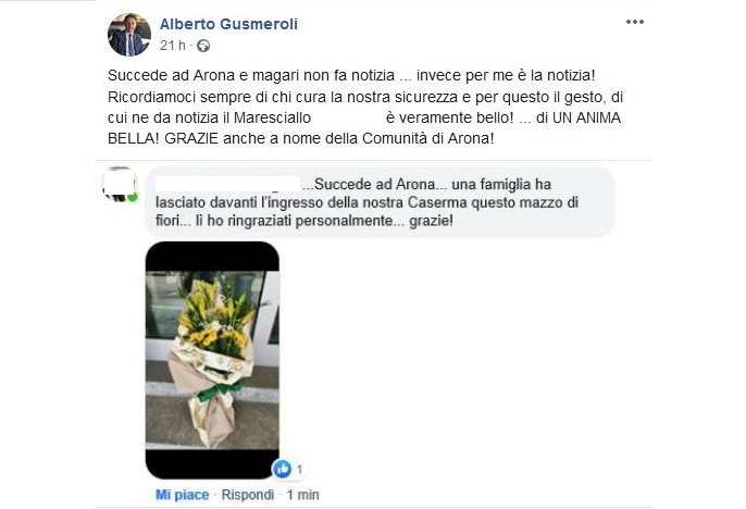 Oggi i funerali del carabiniere ucciso: ad Arona fiori fuori dalla caserma