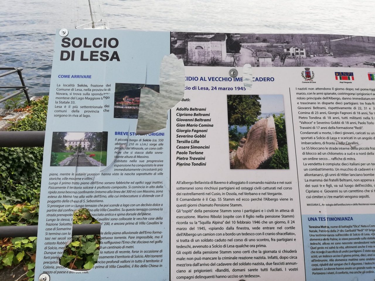 Lesa: vandalizzati pannelli dedicati ai martiri, la denuncia dell’Anpi
