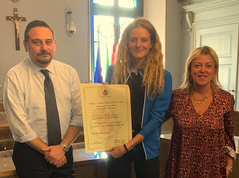 Linda Olivieri premiata dal Comune di Novara