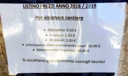 Tariffario per umarell: spunta il cartello nel cantiere