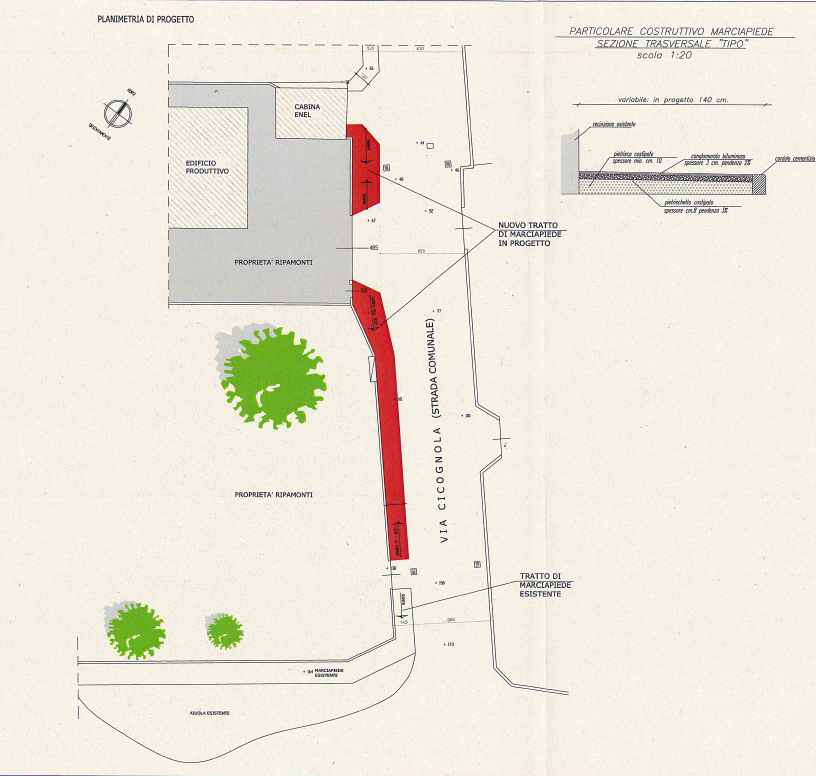 Nuovo marciapiede in via Cicognola a Castelletto