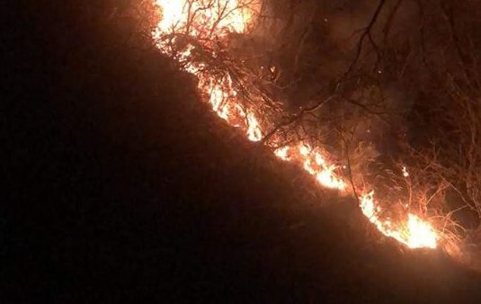Paura per un vasto incendio nella notte alle pendici del Mottarone