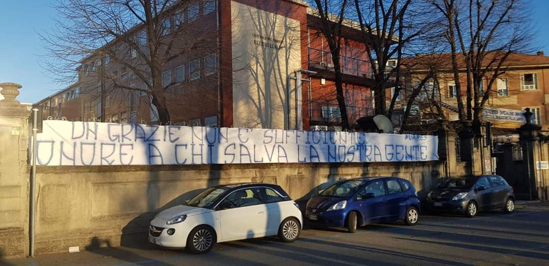“Onore a chi salva la gente”: il grazie degli ultras del Novara Calcio al personale sanitario del Maggiore