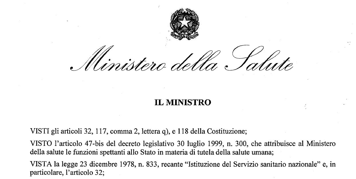 L’ordinanza del ministro Roberto Speranza per contrastare il covid-19