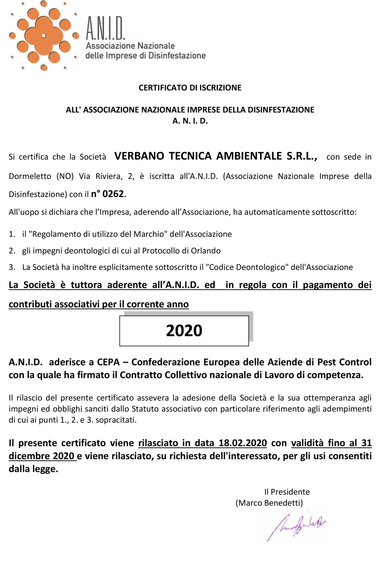 Rinnovo certificato