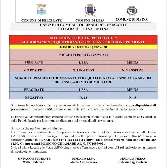 Coronavirus Meina: sono otto i positivi