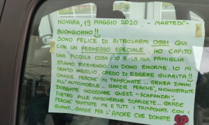 Novara cittadina ringrazia gli operatori del drive through