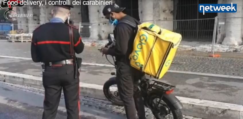 Food delivery, i controlli dei carabinieri IL VIDEO