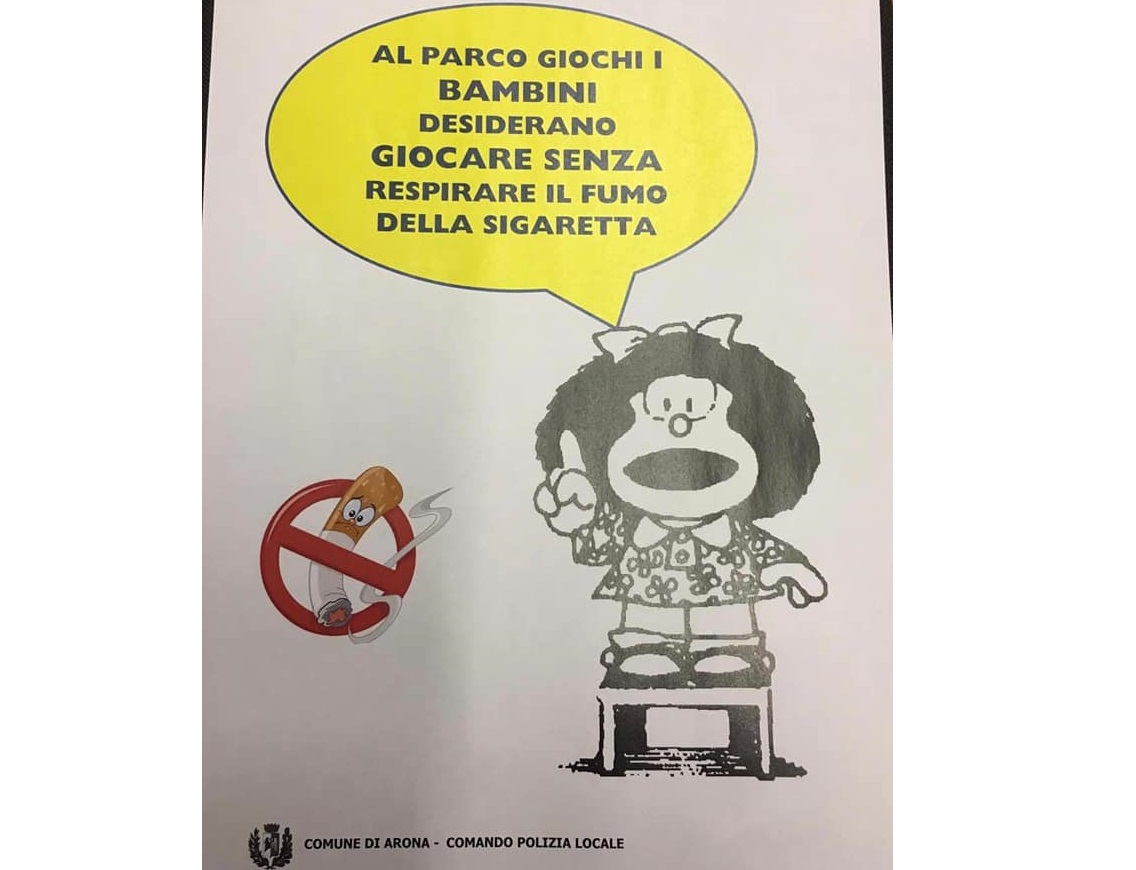 Arona “invito” a non fumare nei parchi giochi: “Altrimenti metteremo un divieto”