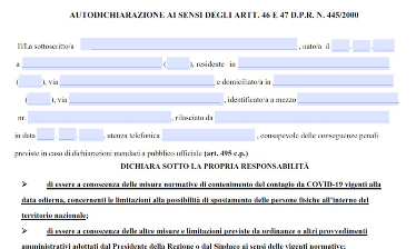 Autocertificazione ottobre 2020: ecco il nuovo modulo da scaricare