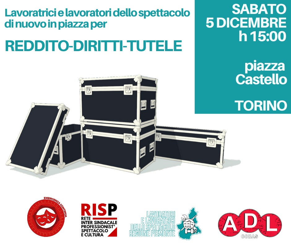 Professionisti dello spettacolo manifesteranno a Torino il 5 dicembre